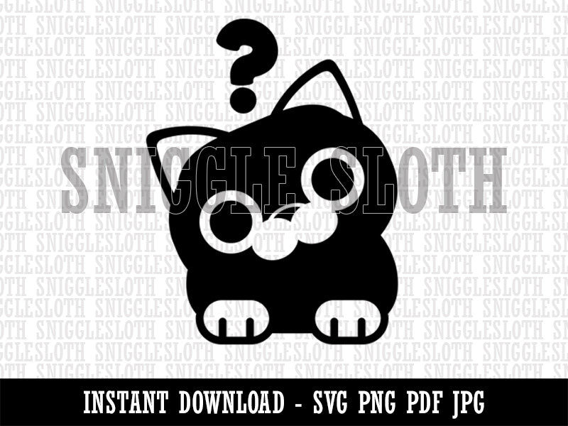 Round Cat Curious Clipart Digital Download SVG PNG JPG PDF Cut Files