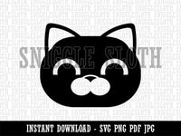 Round Cat Face Happy Clipart Digital Download SVG PNG JPG PDF Cut Files