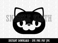 Round Cat Face Sad Clipart Digital Download SVG PNG JPG PDF Cut Files