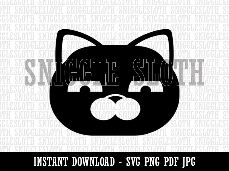 Round Cat Face Skeptical Clipart Digital Download SVG PNG JPG PDF Cut Files