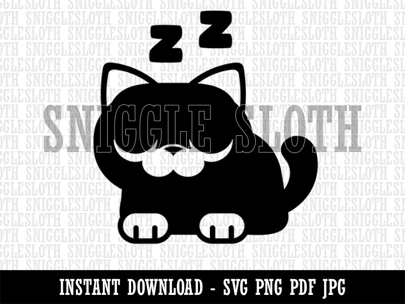 Round Cat Sleeping Clipart Digital Download SVG PNG JPG PDF Cut Files
