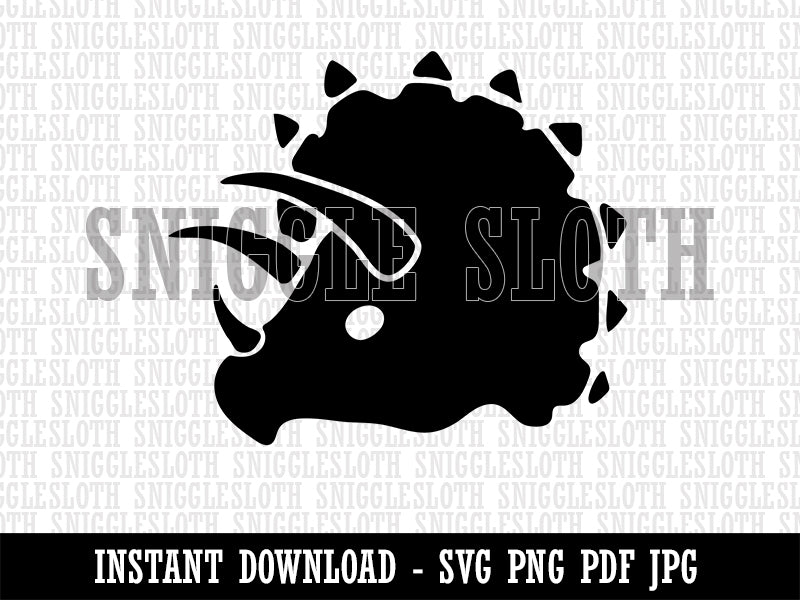 Triceratops Head Clipart Digital Download SVG PNG JPG PDF Cut Files