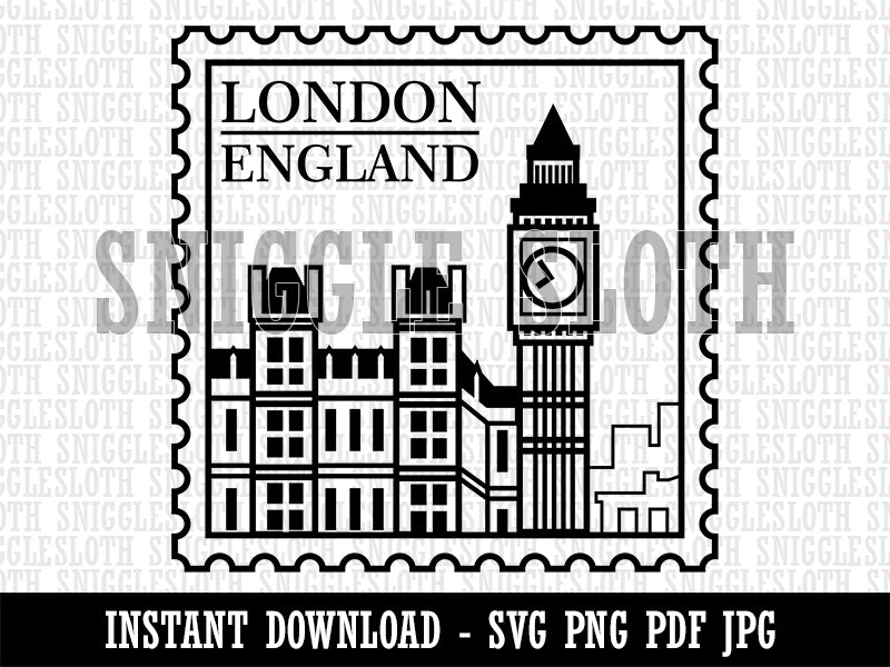 Big Ben London England Destination Travel Clipart Digital Download SVG PNG JPG PDF Cut Files