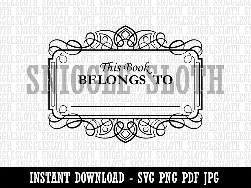 Book Belongs To Clipart Digital Download SVG PNG JPG PDF Cut Files