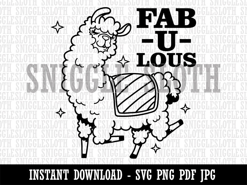 Fabulous Sassy Alpaca Clipart Digital Download SVG PNG JPG PDF Cut Files