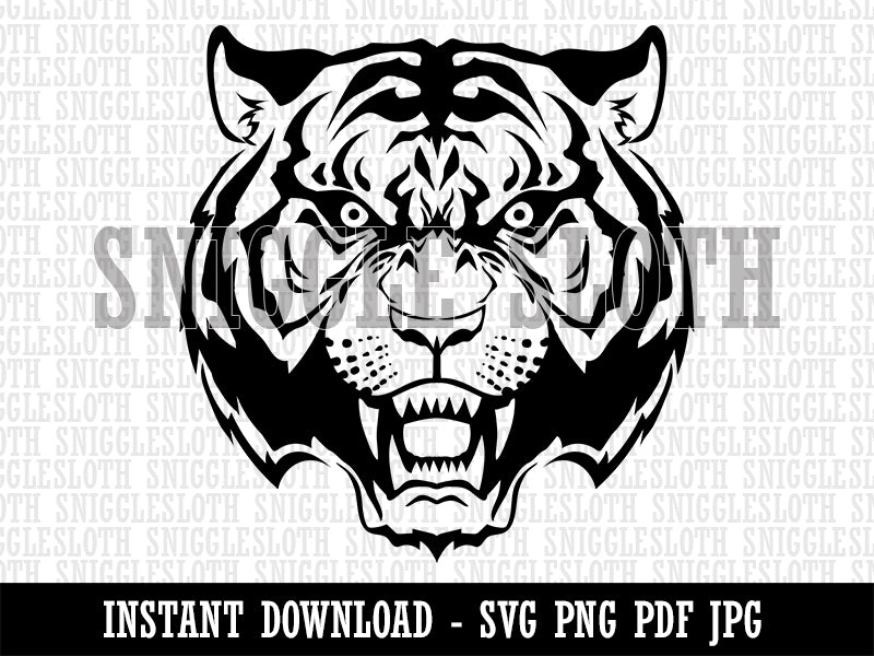 Fierce Tiger Face Clipart Digital Download SVG PNG JPG PDF Cut Files