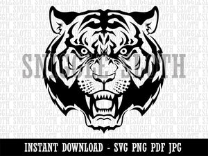 Fierce Tiger Face Clipart Digital Download SVG PNG JPG PDF Cut Files