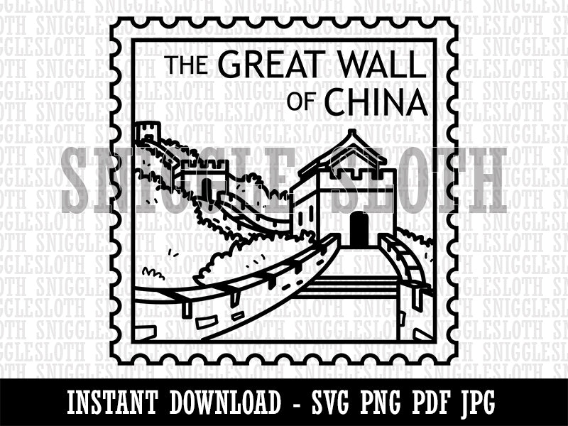 Great Wall of China Destination Travel Clipart Digital Download SVG PNG JPG PDF Cut Files
