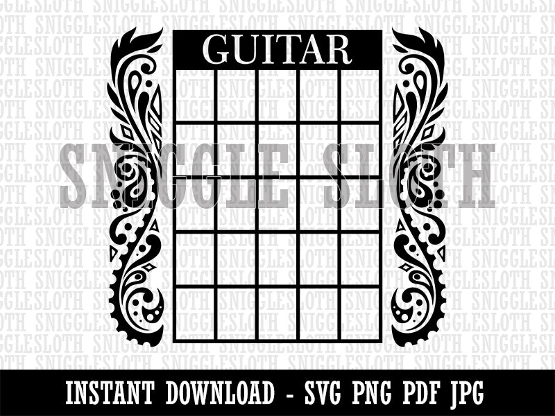 Guitar Chord Chart Clipart Digital Download SVG PNG JPG PDF Cut Files
