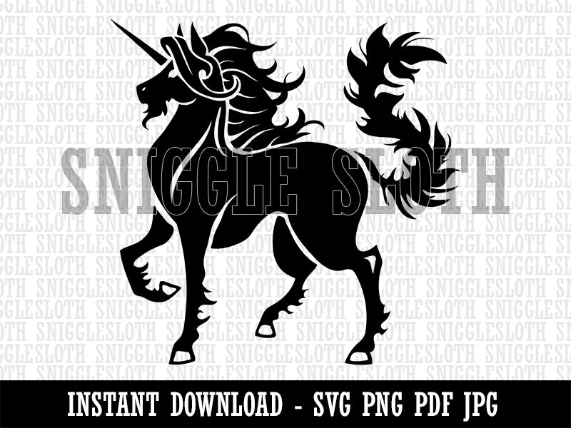 Heraldic Majestic Unicorn Clipart Digital Download SVG PNG JPG PDF Cut Files