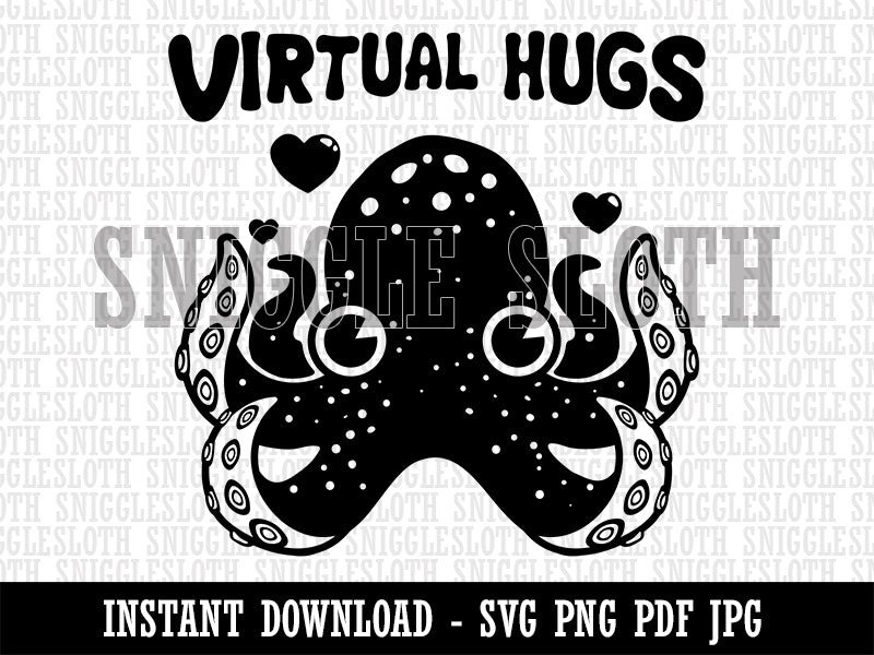 Octopus Virtual Hugs Clipart Digital Download SVG PNG JPG PDF Cut Files