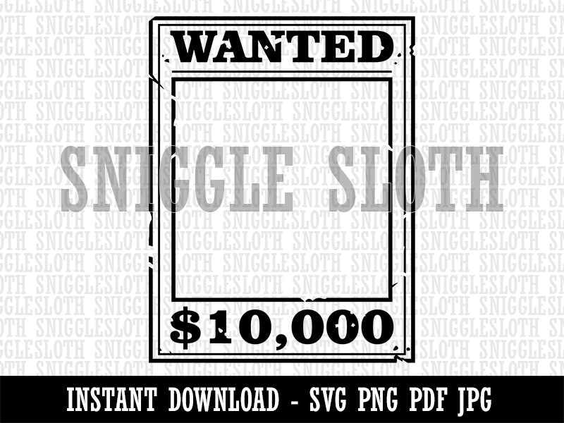 Old Western Wanted Poster Blank Clipart Digital Download SVG PNG JPG PDF Cut Files