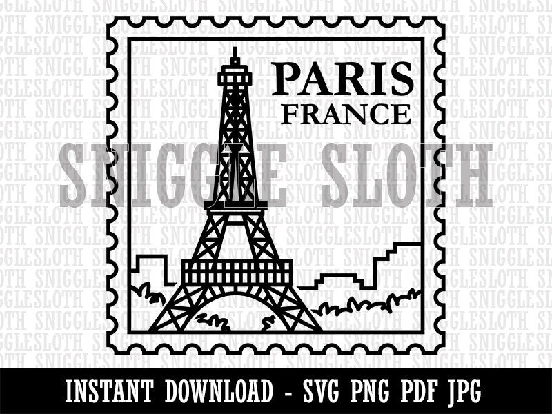 Paris France Eiffel Tower Destination Travel Clipart Digital Download SVG PNG JPG PDF Cut Files