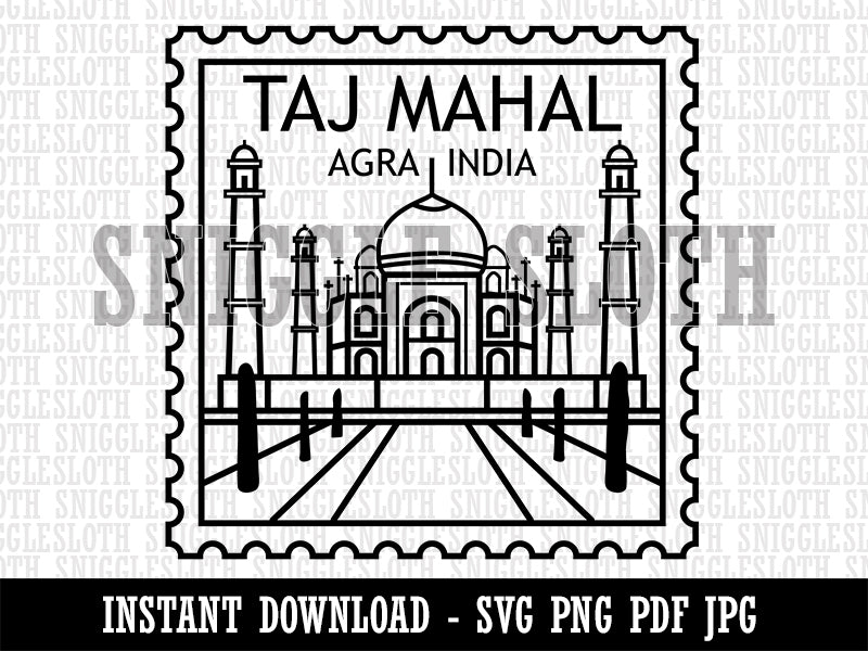 Taj Mahal Agra India Destination Travel Clipart Digital Download SVG PNG JPG PDF Cut Files