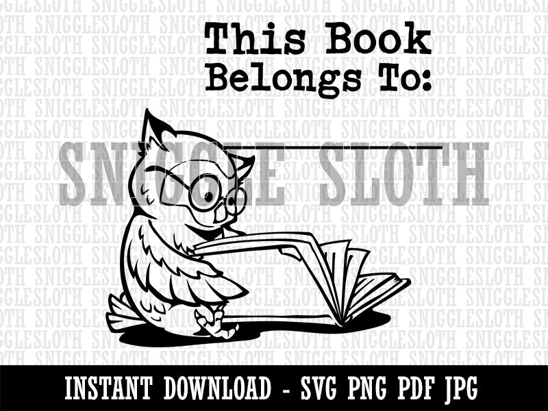 This Book Belongs to Nerdy Owl Clipart Digital Download SVG PNG JPG PDF Cut Files