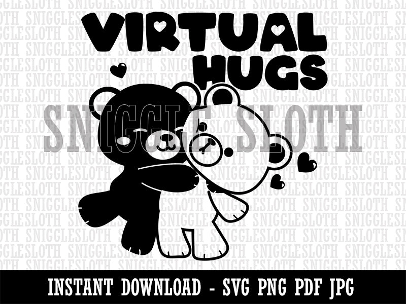 Virtual Bear Hugs Clipart Digital Download SVG PNG JPG PDF Cut Files