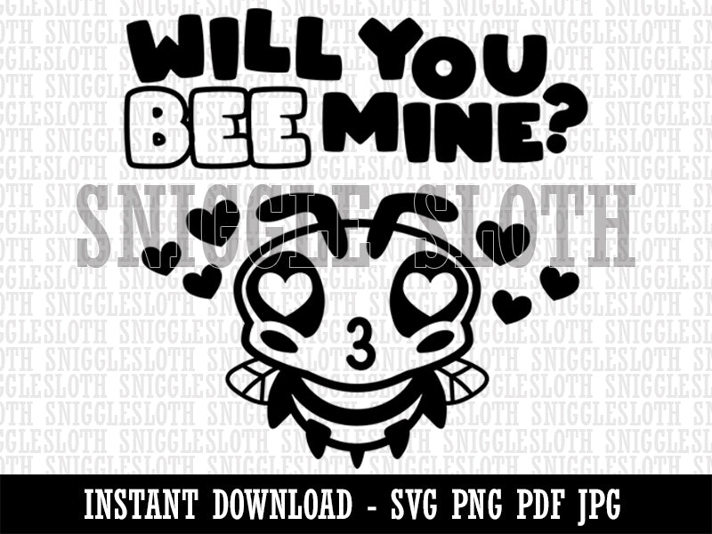 Will You Bee Mine Clipart Digital Download SVG PNG JPG PDF Cut Files