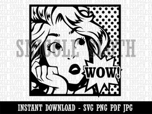 Wow Vintage Comic Pop Art Clipart Digital Download SVG PNG JPG PDF Cut Files