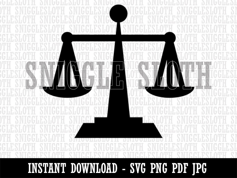 Scales of Justice Legal Lawyer Icon Clipart Digital Download SVG PNG JPG PDF Cut Files