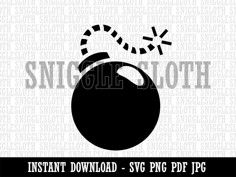 Cartoon Bomb with Fuse Clipart Digital Download SVG PNG JPG PDF Cut Files