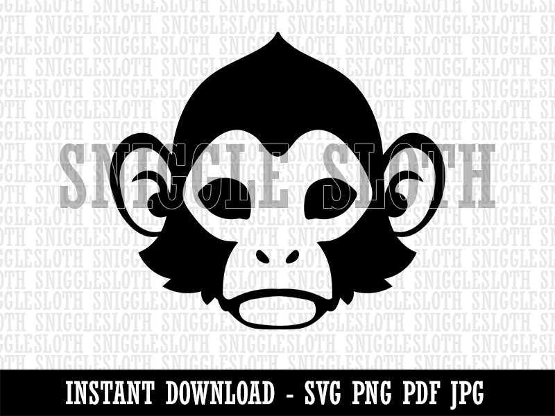 Capuchin Monkey Head Clipart Digital Download SVG PNG JPG PDF Cut Files