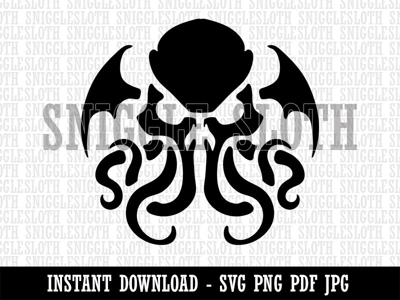 Cthulhu Eldritch Horror Scary Clipart Digital Download SVG PNG JPG PDF Cut Files