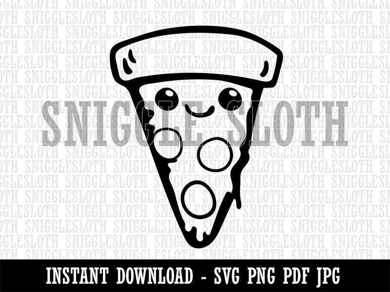Cute Kawaii Pepperoni Pizza Clipart Digital Download SVG PNG JPG PDF Cut Files