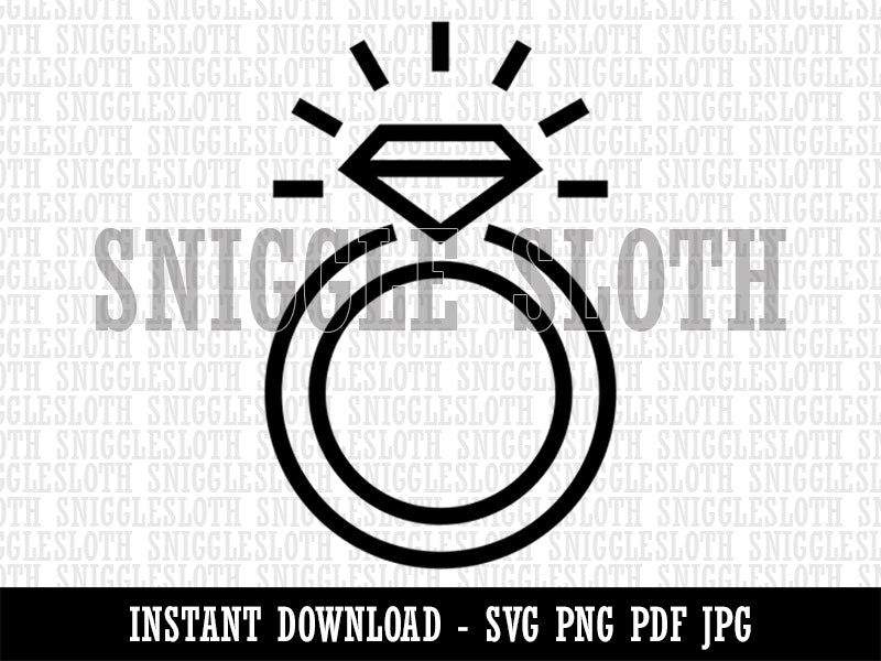 Jewelry Diamond Ring Clipart Digital Download SVG PNG JPG PDF Cut Files