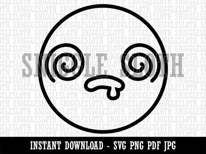 Kawaii Cute Dazed Confused Drool Face Clipart Digital Download SVG PNG JPG PDF Cut Files