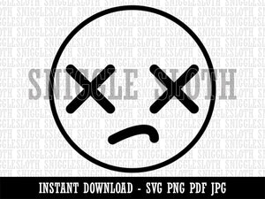 Kawaii Cute Dead X Eyes Face Clipart Digital Download SVG PNG JPG PDF Cut Files