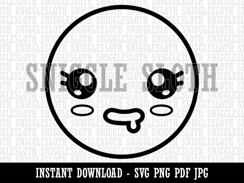 Kawaii Cute Sparkly Eyes Drool Face Clipart Digital Download SVG PNG JPG PDF Cut Files