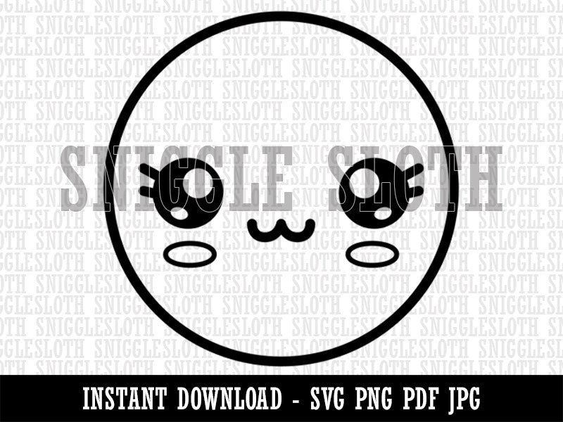 Kawaii Cute Sparkly Eyes Face Clipart Digital Download SVG PNG JPG PDF Cut Files