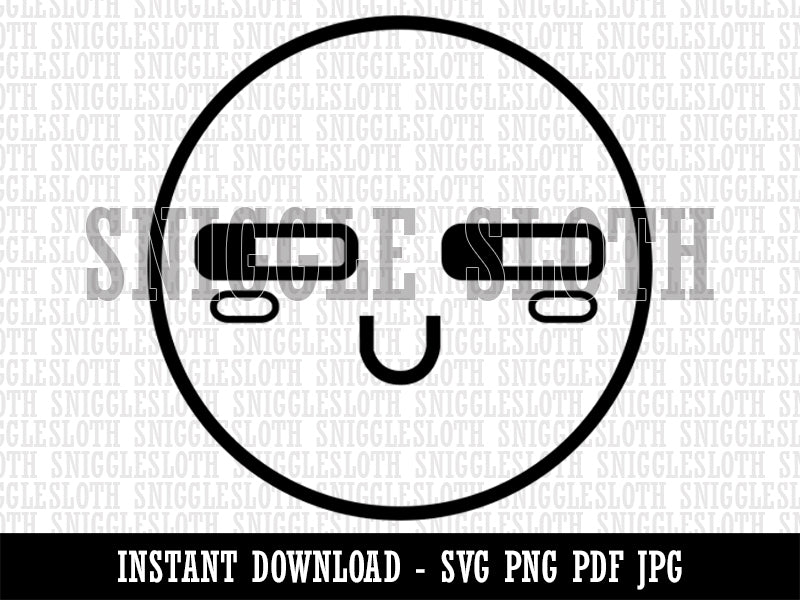 Kawaii Cute Suspicious Smile Clipart Digital Download SVG PNG JPG PDF Cut Files
