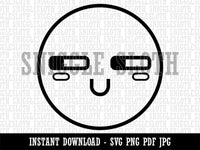Kawaii Cute Suspicious Smile Clipart Digital Download SVG PNG JPG PDF Cut Files
