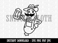 Oktoberfest Bratwurst in Lederhosen with Beer Clipart Digital Download SVG PNG JPG PDF Cut Files