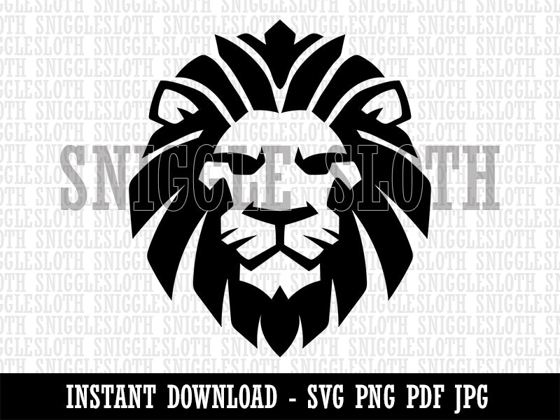 Regal Lion Head Clipart Digital Download SVG PNG JPG PDF Cut Files