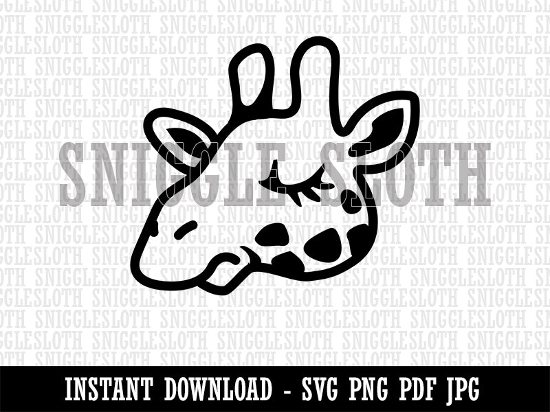 Sleepy Giraffe Head Clipart Digital Download SVG PNG JPG PDF Cut Files