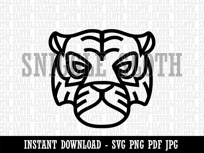 Tiger Head Icon Clipart Digital Download SVG PNG JPG PDF Cut Files