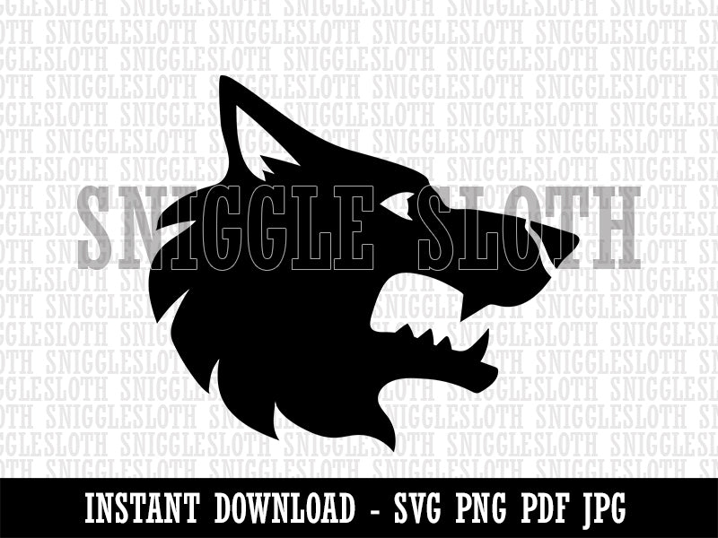 Wolf Head Side Profile Clipart Digital Download SVG PNG JPG PDF Cut Files