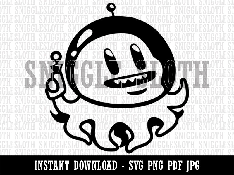 Alien Space Octopus Clipart Digital Download SVG PNG JPG PDF Cut Files