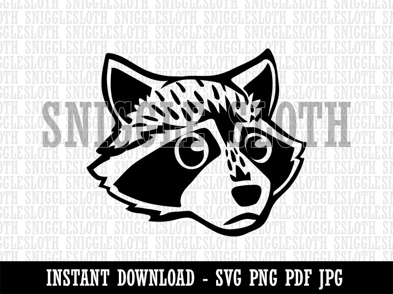 Cute and Guilty Raccoon Head Clipart Digital Download SVG PNG JPG PDF Cut Files