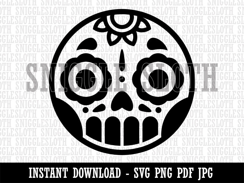 Cute Dia de los Muertos Day of Dead Sugar Skull Clipart Digital Download SVG PNG JPG PDF Cut Files