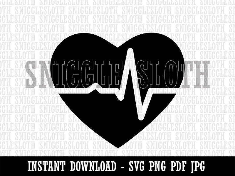 EKG Pulse Heart Beat Clipart Digital Download SVG PNG JPG PDF Cut Files