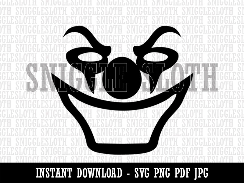 Evil Clown Face Clipart Digital Download SVG PNG JPG PDF Cut Files