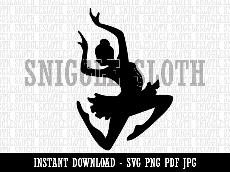 Graceful Ballerina Leaping Clipart Digital Download SVG PNG JPG PDF Cut Files