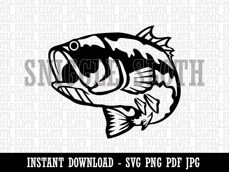 Largemouth Bass Fish Fishing Clipart Digital Download SVG PNG JPG PDF Cut Files