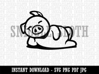 Lazy Pig Lounging Clipart Digital Download SVG PNG JPG PDF Cut Files