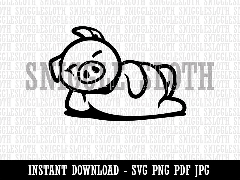 Lazy Pig Lounging Clipart Digital Download SVG PNG JPG PDF Cut Files