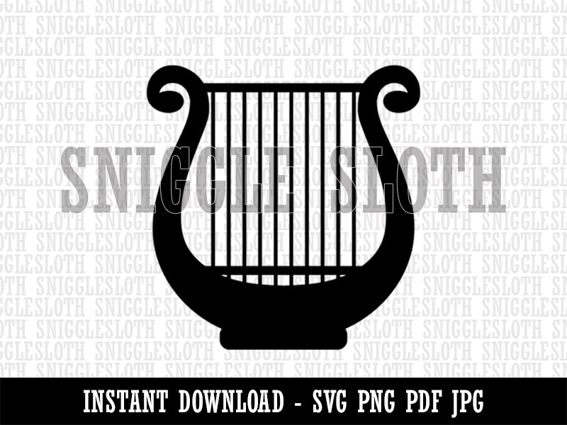 Lyre Harp Musical Instrument Clipart Digital Download SVG PNG JPG PDF Cut Files