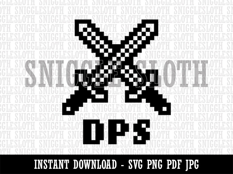 Pixel RPG DPS Swords Gaming Clipart Digital Download SVG PNG JPG PDF Cut Files